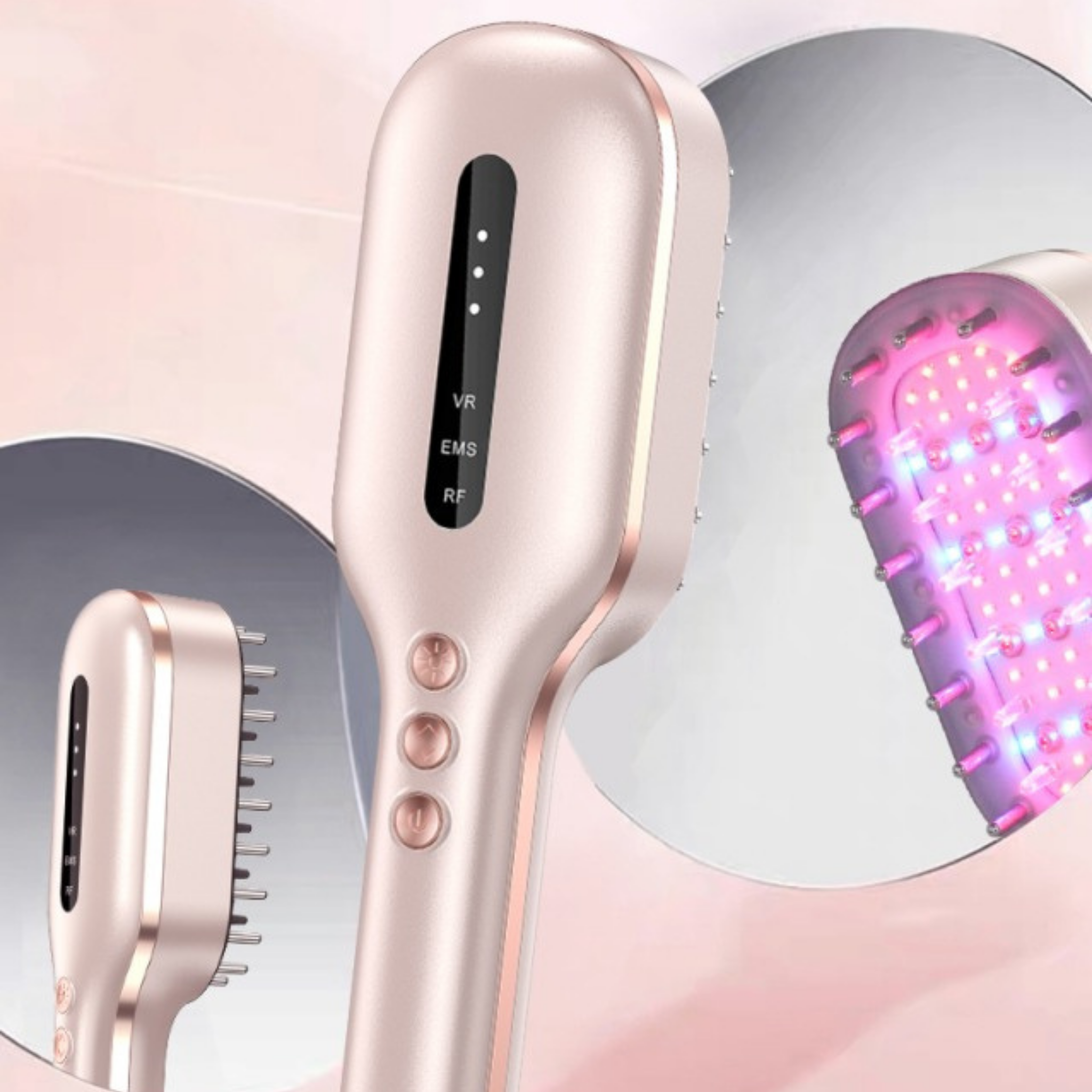 Improve33 ansiktsborste i spegelreflektion – visar borsttänder, ergonomisk form och dubbelvy